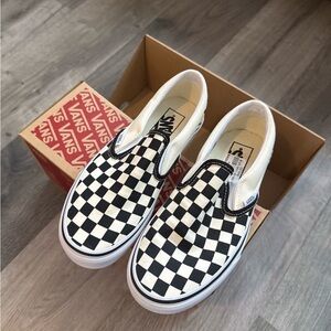 Vans Kids Black and White Checkered Slip-On Sneakers